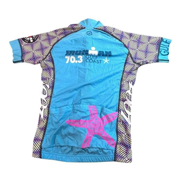 Ironman Gulf Coast 70.3 Cycling Jersey S Blue Short Sleeve Full Zip Starfish - Picture 1 of 5